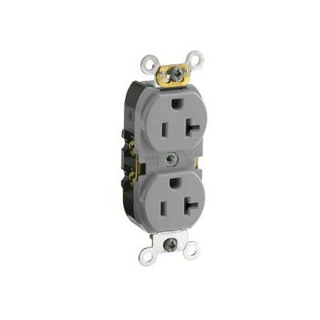 Leviton Commercial Grade Duplex Receptacle, 20 Amp, 125 Volt CR020-GY