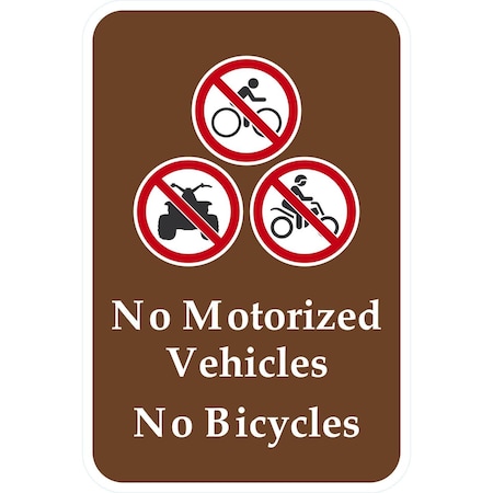 Lyle No Motorized Vehicles, No Bicycles (with Graphic), 12x18, Non-Reflective, White G-4541-NA_12x18