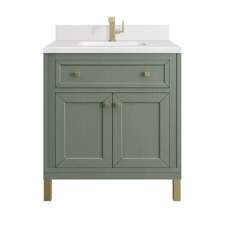 James Martin Vanities 30 in. Single Vanity, Smokey Celadon, w/Single Hole 3CM White Zeus Silestone Top & Backsplash 503-V30-SC-1WZ