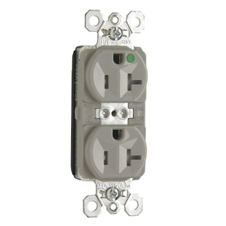 Pass & Seymour Straight Blade Receptacle, 5-20R, 20 A, 125V AC, 2 Pole, 3 Wire, Recessed Mount, Grounded PTTR8300GRY