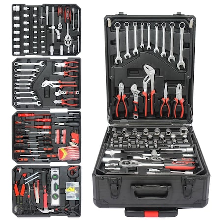 Wrightmaster Black Hand Tool Box with 4 Layers and Wheels - Secure, Portable Tool Storage ZR-W110290122