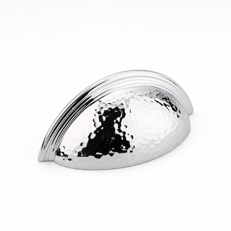 Schaub 3in Center to Center Atherton Hammered Plain Edge Cup Pull Polished Chrome Finish 573-26