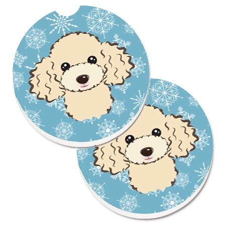 Carolines Treasures Snowflake Buff Poodle Set of 2 Cup Holder Car Coaster BB1692CARC