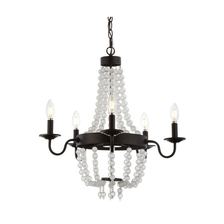 Jonathan Y Nova 5-Light 21.5 in. Acrylic Beaded LED Chandelier, Bronze/Clear JYL9003A