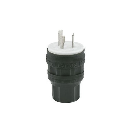 Leviton Watertight Locking Plug, L5-30P, 30 A, 125V AC, Single Phase, 2 Pole, Screw Terminals, Black 28W47-B