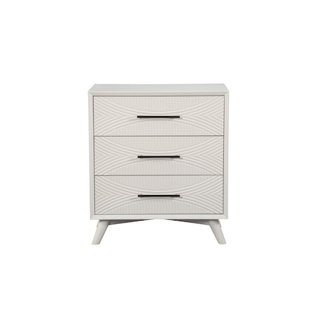 Homeroots 34" White Carved Geometric Solid Wood Three Drawer Dresser 524115