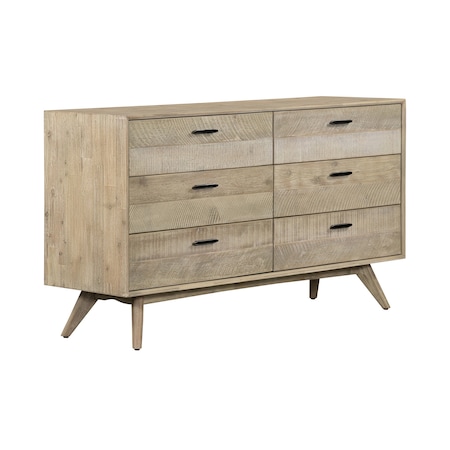 Homeroots 63" Brown Solid Wood Six Drawer Double Dresser 518624