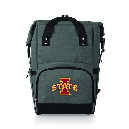 Picnic Time Family Of Brands NCAA Iowa State Cyclones On The Go Roll-Top Backpack CoolerHeathered Gray 616-00-105-236-0