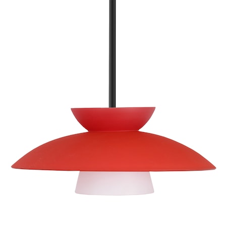 Besa Lighting Besa Trilo 15 Stem Pendant, Red Matte, Black Finish, 1x 9W LED 1TT-451331-LED-BK