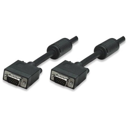 Manhattan SVGA HD15 Male to HD15 Male Monitor Cable with Ferrite Cores, 6', Black 317757