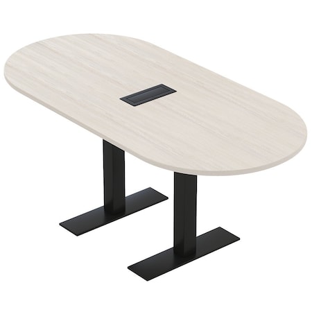 Skutchi Designs 6ft Racetrack Conference Table With Power | Harmony Series | 6 Person Meeting Room Table HAR-RAC-36X72-T.BK-K458-EBLK