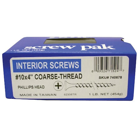 Do It Best Do it No.10x4'' Coarse Thread Black Phosphate Drywall Screw, 1 Lb.-Box 740678