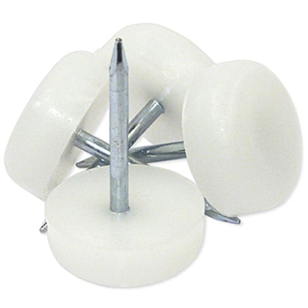 Richelieu 0.75 in. TruGuard Plastic Base Round Nail On Glides, White, 4PK 235907