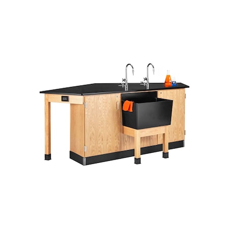 Diversified Spaces Workstation, Oak, Wood Frame, 96 in W, Red 2916K