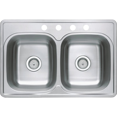 Cmi Compass Manufacturing 33'' x 22'' x 7'' Double Bowl Stainless Steel Kitchen Sink 481-5475