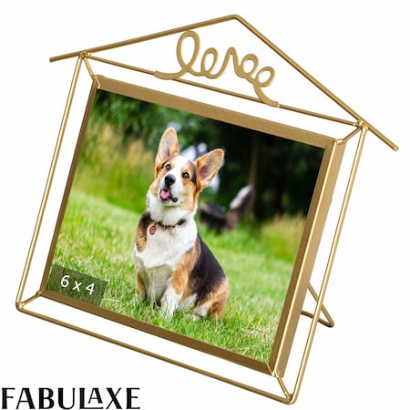 Fabulaxe 9x7" Horizontal Decorative Gold Metal Floating Easel Back Picture Frame QI004845.S