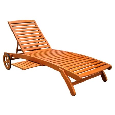 International Caravan Royal Tahiti Outdoor Wood Chaise Lounge with Wheels TT-SL-008