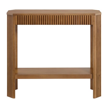 Alaterre Furniture Fluted Solid Wood Console Table 36 in Modern Entryway Table with Storage Shelf AFTBL-028