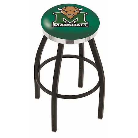 Holland Bar Stool Co 36" Blk Wrinkle Marshall Swivel Bar Stool, Chrome Ring L8B2C36Mrshll