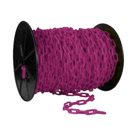 Mr. Chain 1.5" x 200' Magenta Plastic Safety Chain - Reel 30118
