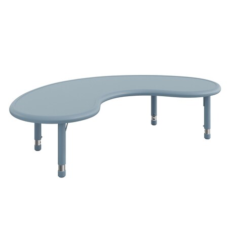 Flash Furniture Commercial Half-Moon Adjustable Height Classroom Activity Table-Dusty Blue-65x35 YU-YCX-004-2-MOON-TBL-DSTYBL-GG
