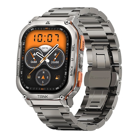 Kospet TANK M3 Ultra Special Edition 1.96-In.-AMOLED GPS Smartwatch with Stainless Steel Band Silver P-MUS002-S