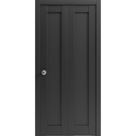 Sartodoors Sliding Closet Bi-fold Doors Black Solid Core Modern Interior QUADRO4111BF-BLK-56 x 96 (2* 28x96)
