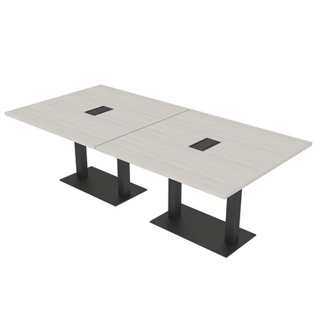 Skutchi Designs Rectangle Conference Table With Power, 48 in W, 96 in L, Ivory HAR-REC-48X96-DOU.BK-K458-EBLK