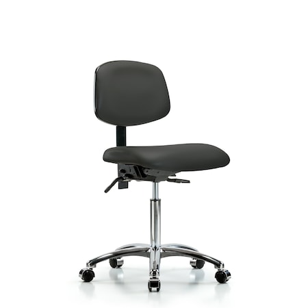 Blue Ridge Ergonomics Chair, Vinyl, Med Bench, Chrome Casters, Gry, No Arms, 22" to 29" Height, Charcoal BR-VMBCH-CR-T0-A0-NF-CC-8605