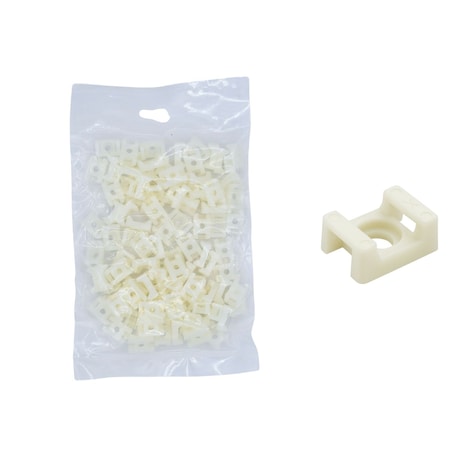Cable Ties Unlimited Cable Tie Saddle Mount, Mounting Base, No. 6 Screw, Nylon 6/6, Natural, 100PK CTM6-9C