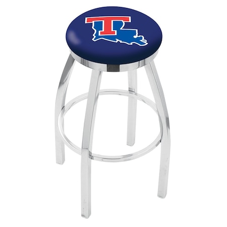 Holland Bar Stool Co 36" Chrome Louisiana Tech Swivel Bar Stool, Accent Ring L8C2C36LaTech