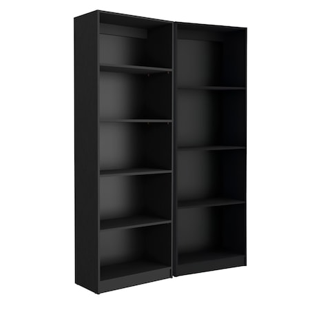 Homeroots Set of Two Black Wood Multi Tier Bookcases 546334