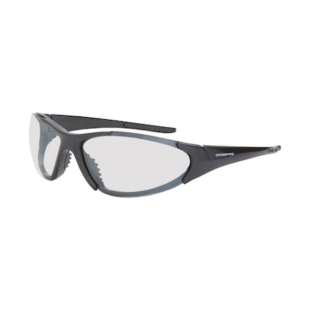 Crossfire Safety Glasses, Indoor/Outdoor Lens, Shiny Black Frame, Full-Frame, Yes, 1 PR 18615