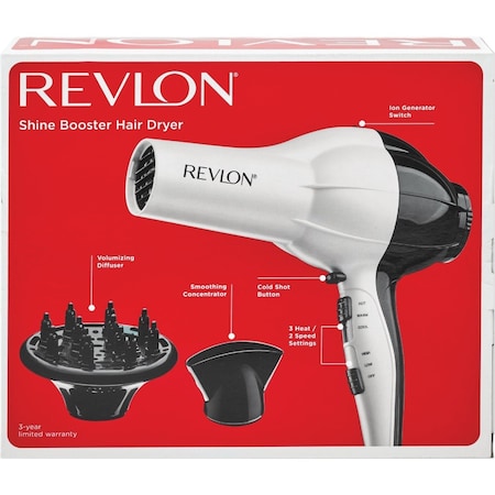 Revlon 1875W White/Black Shine Booster Hair Dryer RV484WHT