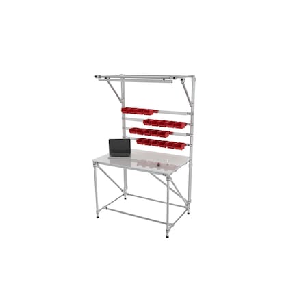 Trilogiq Workstation With 3 Levels Of Small Rails Bins And Led. 21850-10