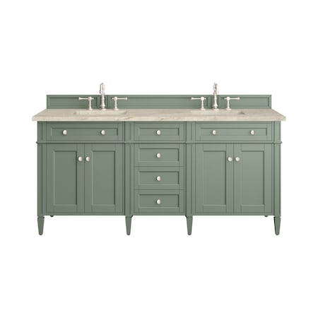 James Martin Vanities Brittany 72" Double Vanity, Smokey Celadon, w/ 3 CM Tajnar Eclos Top 650-V72-SC-3TJR