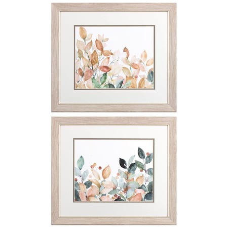 Homeroots Set Of Two Autumn Leaves Brown Framed Wall Art, 2PK 649136