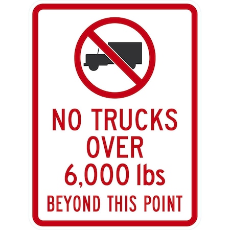 Lyle No Trucks Over 6,000 lbs Beyond This Point (w/Graphic), 18x24, Engineer Grade, White G-10118-EG_18x24