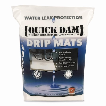 Quick Dam Drip Mats, 20 oz, 2 ft x 2 ft, 10PK WUBM-10