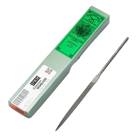 Crescent Nicholson File, 6.25In, Needle, Flat, Cut 0, Bx T37835