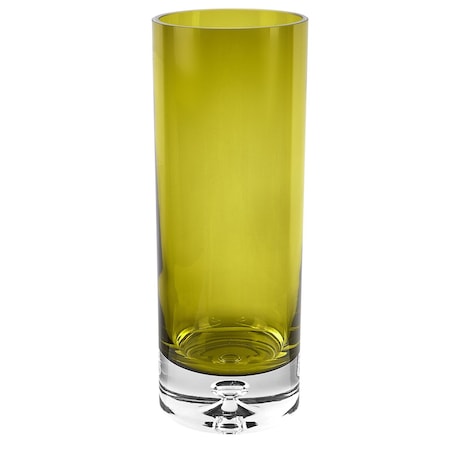 Homeroots 11" Green Crystal Glass Cylinder Table Vase 484493