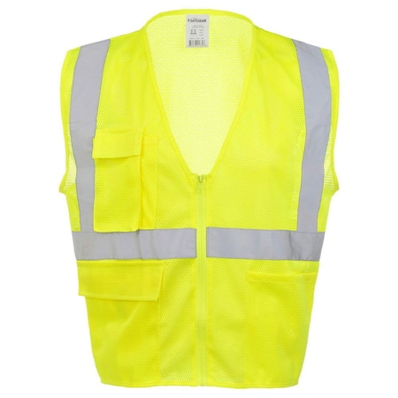 J. J. Keller & Associates S/M Type R Class 2 Safety Vest - High Visibility Lime, SAFEGEAR 59838