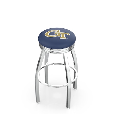 Holland Bar Stool Co 30" Chrome Georgia Tech Swivel Bar Stool, Accent Ring L8C3C30GATech