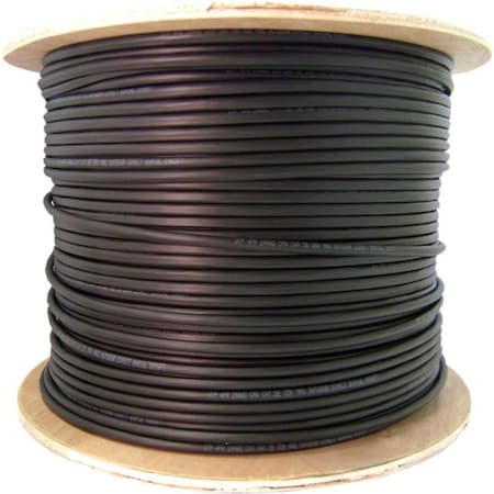 Cable Wholesale Direct Burial/Outdoor Rated Shielded Cat5e Black Ethernet Cable, Solid, 24 AWG, Spool, 1000 foot 10X6-722NH