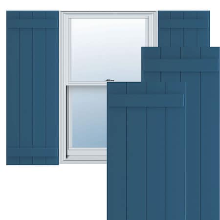 Ekena Millwork True Fit PVC Four Board Joined Board-n-Batten Shutters, Sojourn Blue, 21 1/2W x 64H, PR TFP101BBF21X064HB