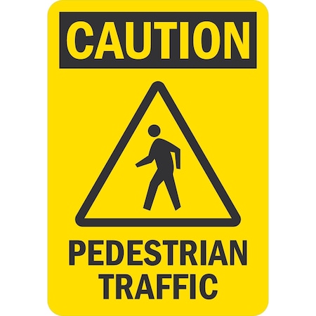 Lyle Caution Pedestrian Traffic (W/Sym), 7x10, Non-Reflective, Yellow G-17358-PL_7x10