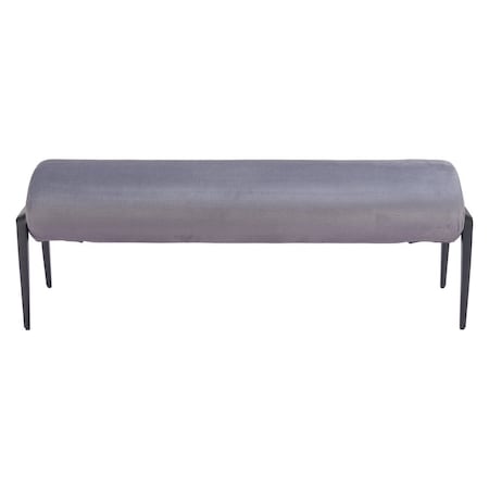Homeroots 54in Gray and Black Fabric Upholstered Bench 668848