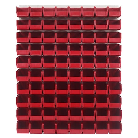Quantum Storage Systems 48X61 HC LOUVERED PANEL W/80 BINS RED QLP-4861HC-230-80RD