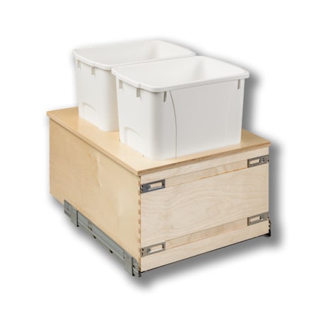 Century Components Kitchen Pull Out Waste Bin Container, 34 Qt White Double, Baltic CASBM175-34PF