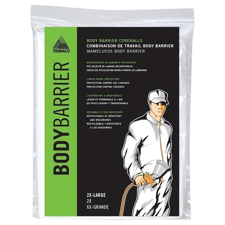 Trimaco 0 Protective Coveralls, 2XL, Zipper Closure, Polyolefin, White 9957